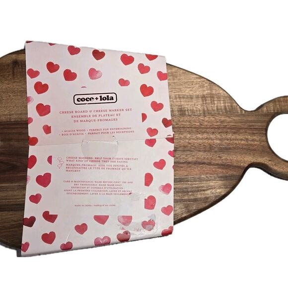Coco + Lola Cheese Board & Cheese Marker Set Acacia Wood LOVE NWT Charcuterie - Picture 4 of 6